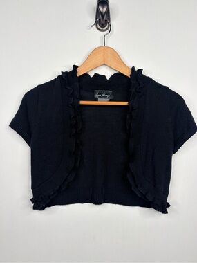 Love Always Black Ruffled Short-Sleeve